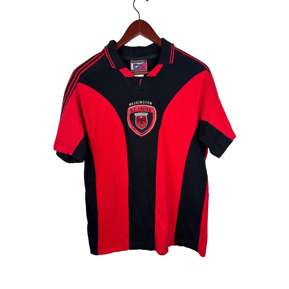 Pro Player DC United Soccer Jersey Mens Medium Red Black Vintage 90s MLS Polo